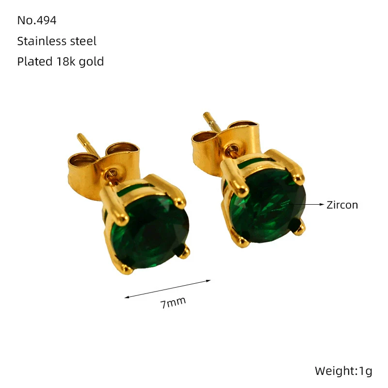 Wholesale Women's 316L Stainless Steel Zircon Earrings Simple Geometric Style Electroplated - Image 8
