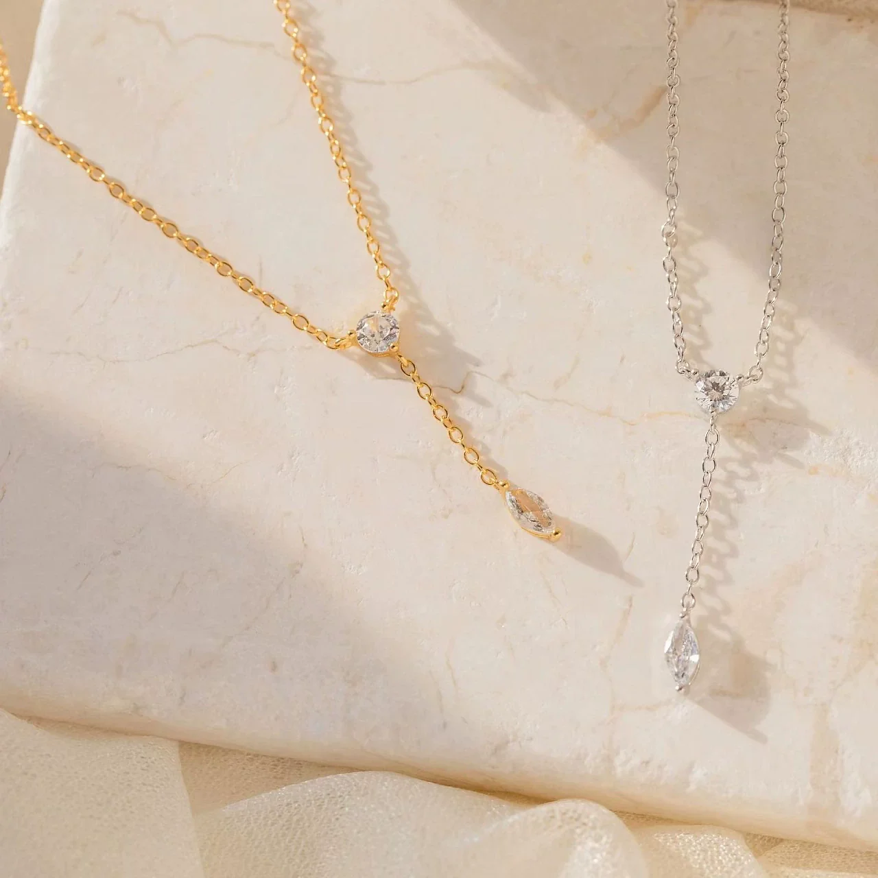 Wholesale Women's Sterling Silver 925 Silver Yshaped Necklace With Drop Shape Letters Numbers Text Pattern 14K Gold Plated And Zirconia Design - Image 2