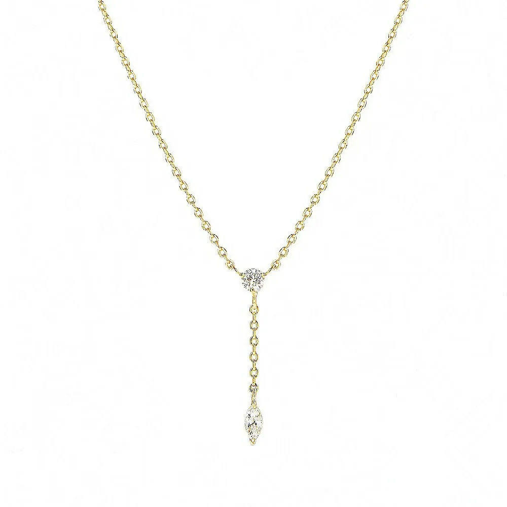 Wholesale Women's Sterling Silver 925 Silver Yshaped Necklace With Drop Shape Letters Numbers Text Pattern 14K Gold Plated And Zirconia Design - Image 5