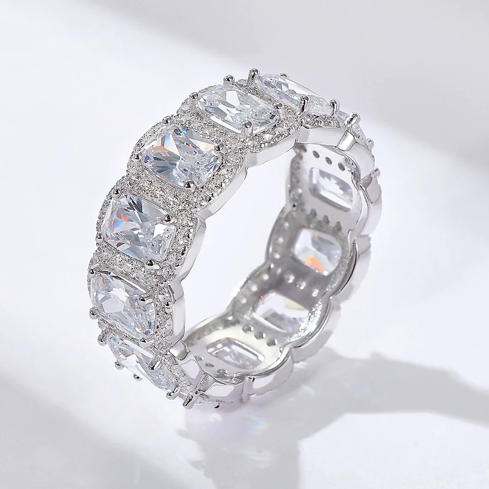Wholesale Women's Sterling Silver Geometric Diamond Ring And Bracelet - Image 3