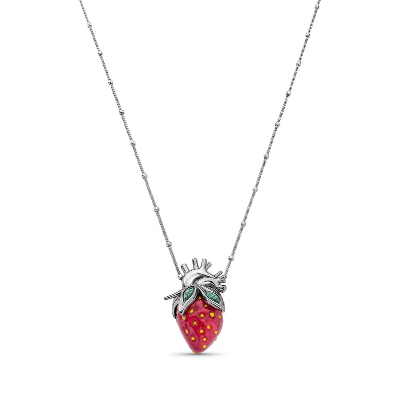 Wholesale Women's Strawberry Shape Stainless Steel Electroplated Stacking Style Pendant Necklace - Image 7
