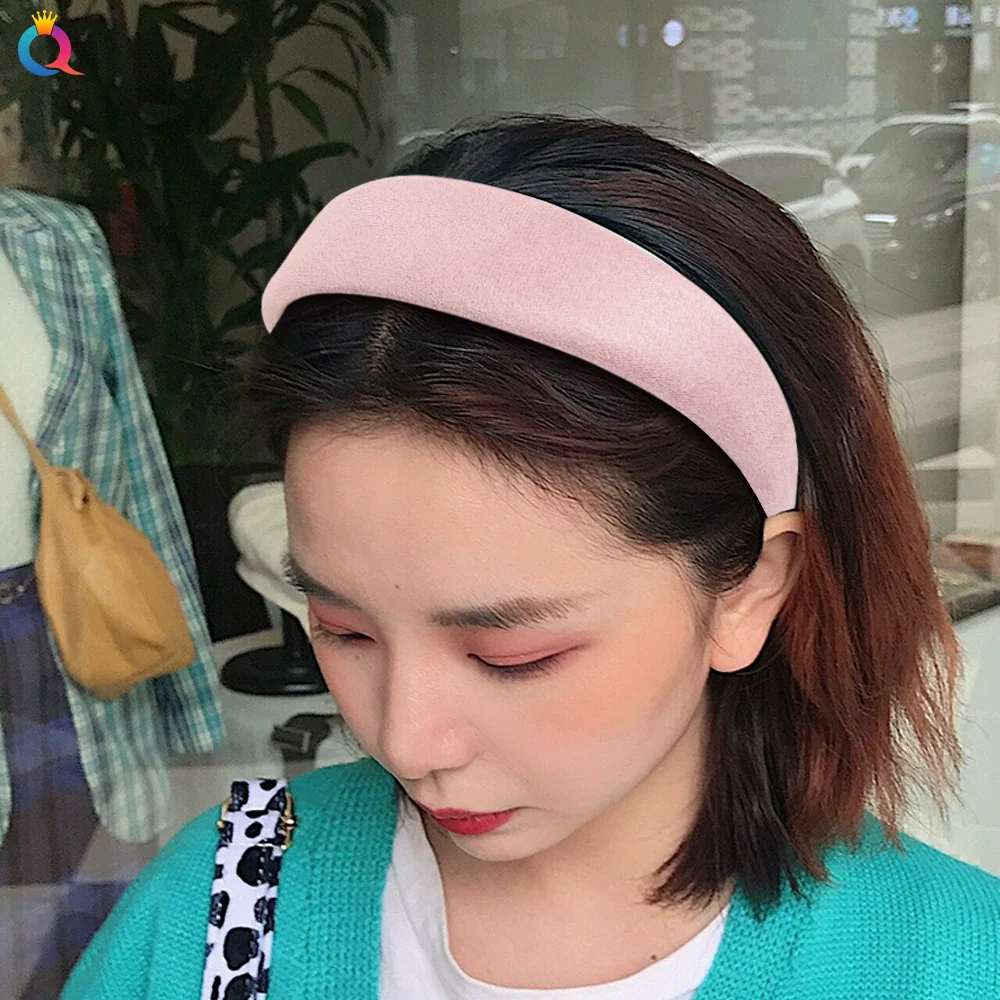 Wholesale Women's Suede Widebrimmed Handwoven Plaid Geometric Headband - Image 4