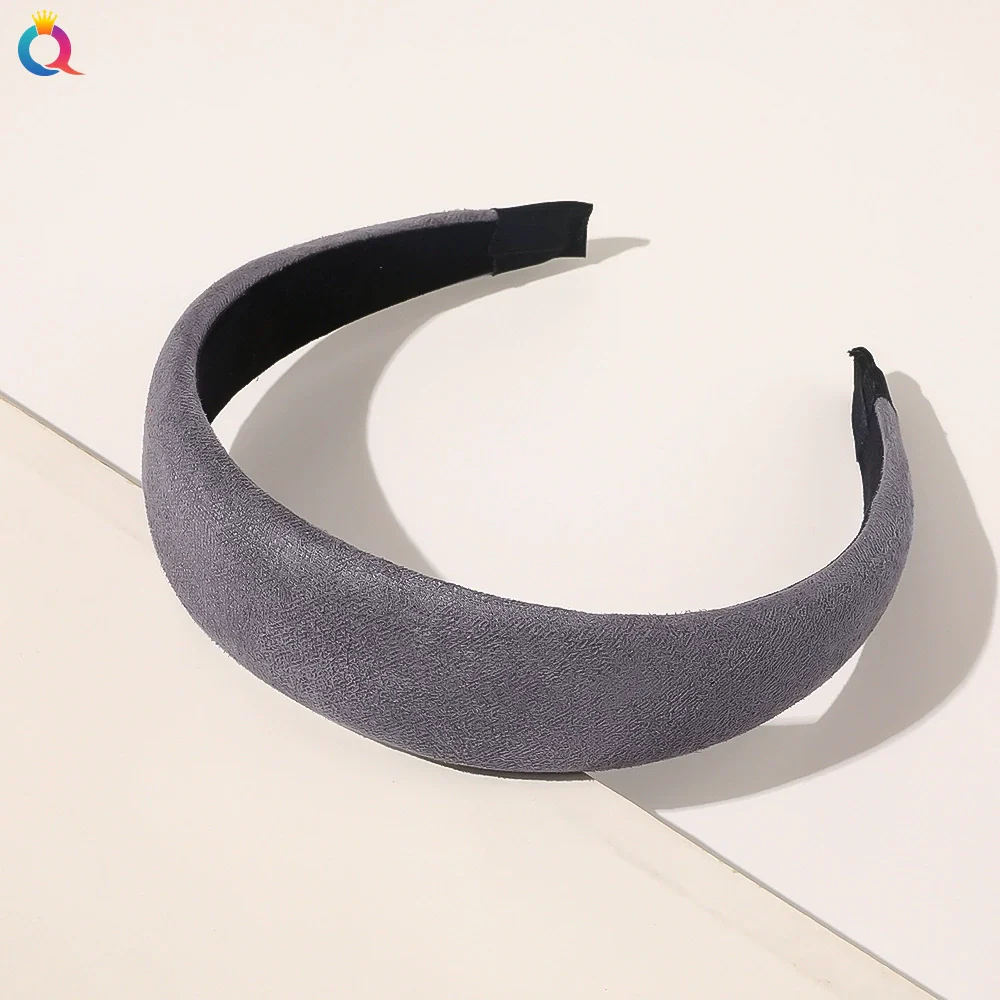 Wholesale Women's Suede Widebrimmed Handwoven Plaid Geometric Headband - Image 6