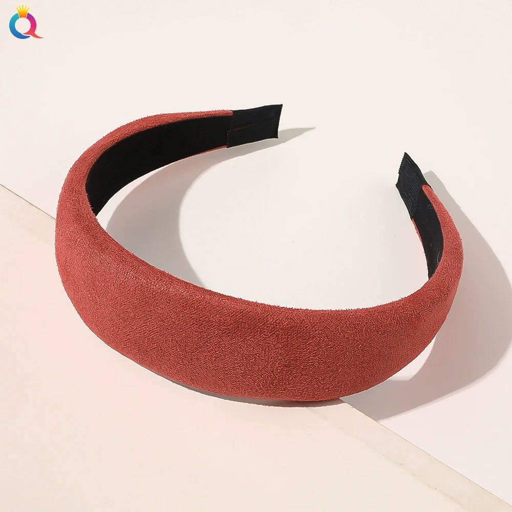 Wholesale Women's Suede Widebrimmed Handwoven Plaid Geometric Headband - Image 8