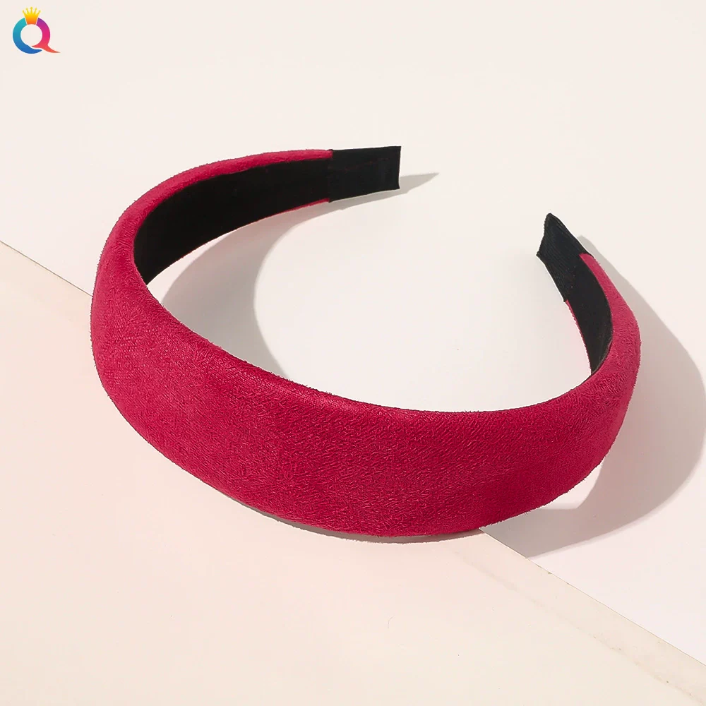 Wholesale Women's Suede Widebrimmed Handwoven Plaid Geometric Headband - Image 9