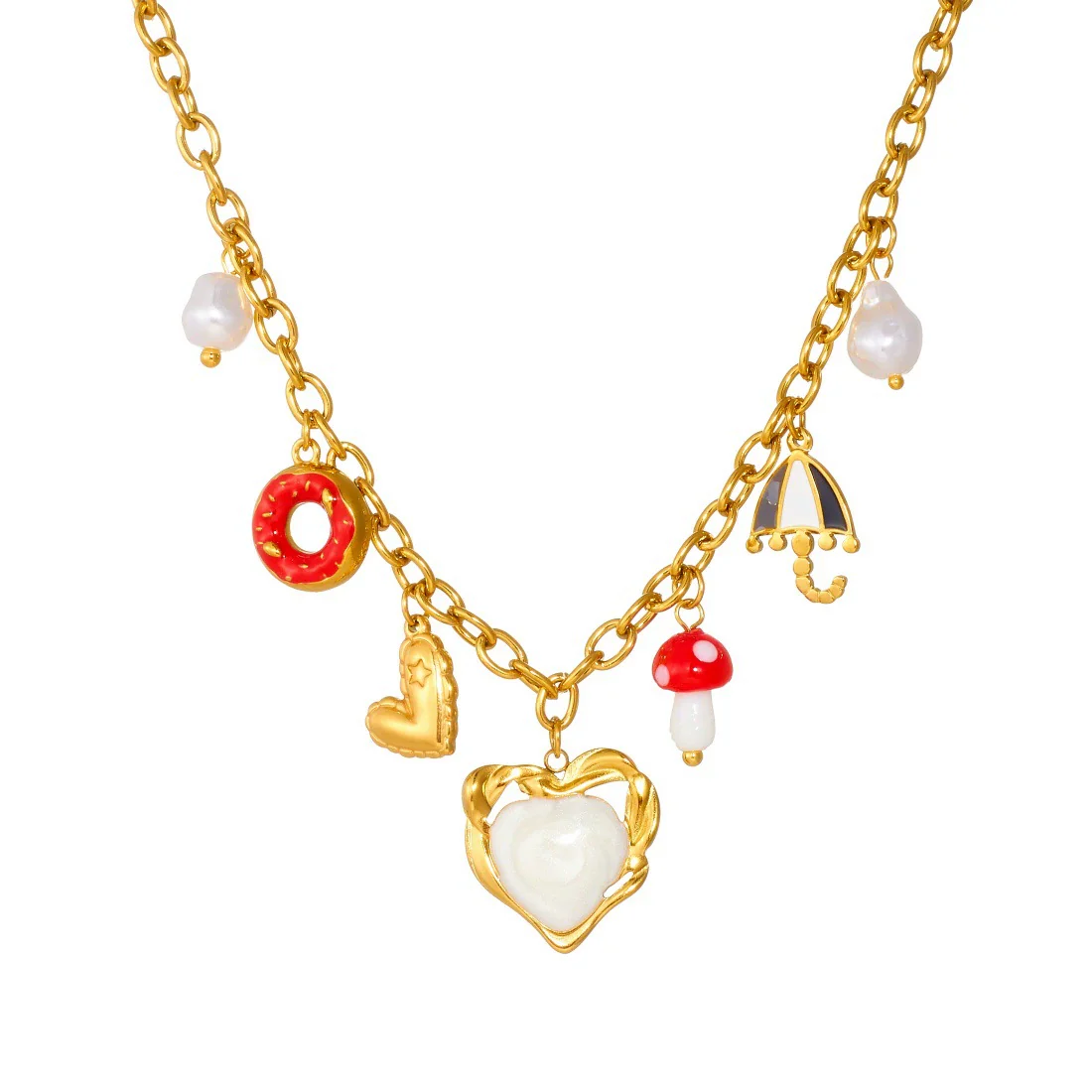 Wholesale Women's Sweet And Cool Style Heart Shape Stainless Steel Electroplated Pendant Necklace With Oshaped Chain - Image 5