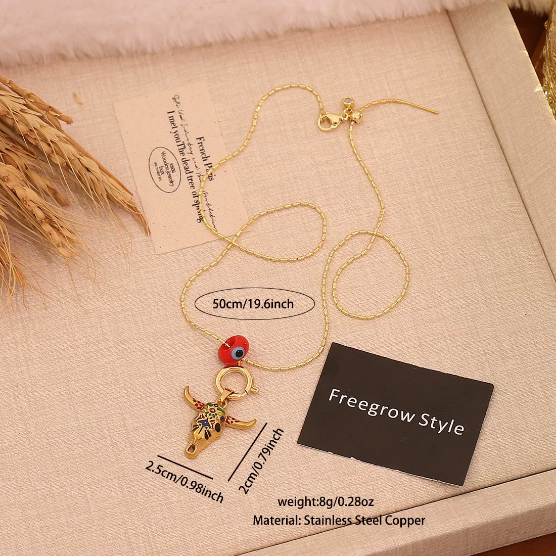 Wholesale Women's Sweet And Cool Style Real Gold Plated Bull Head Pendant Necklace - Image 7