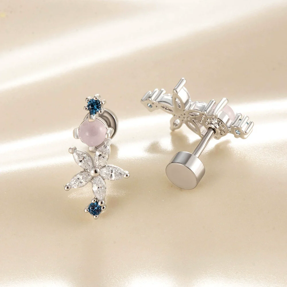 Wholesale Women's Sweet Flower Titanium Steel Electroplated Cartilage Ear Nail - Image 2