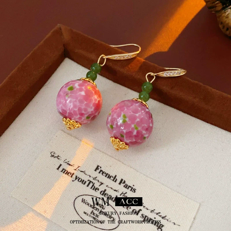 Wholesale Women's Sweet Geometric Glass Bead Earrings With Zirconia Design - Image 4