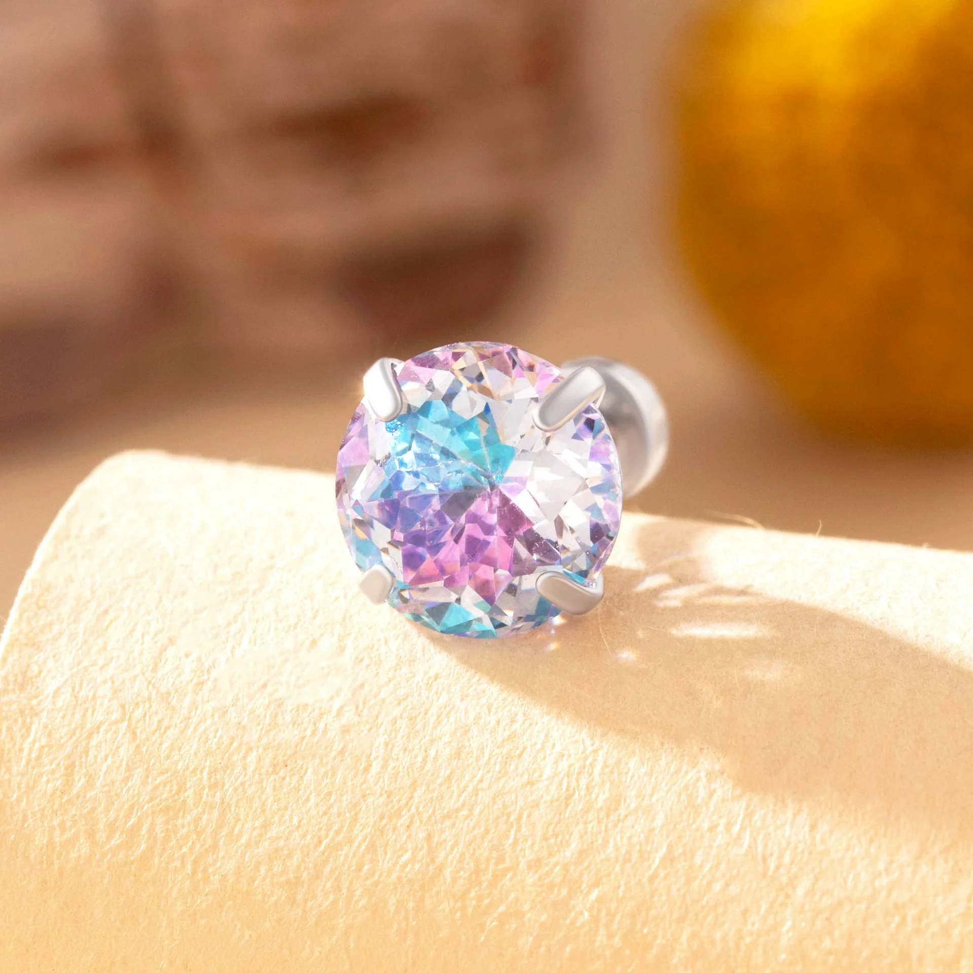 Wholesale Women's Sweet Geometric Inlaid Zircon Titanium Steel Ear Nail - Image 5