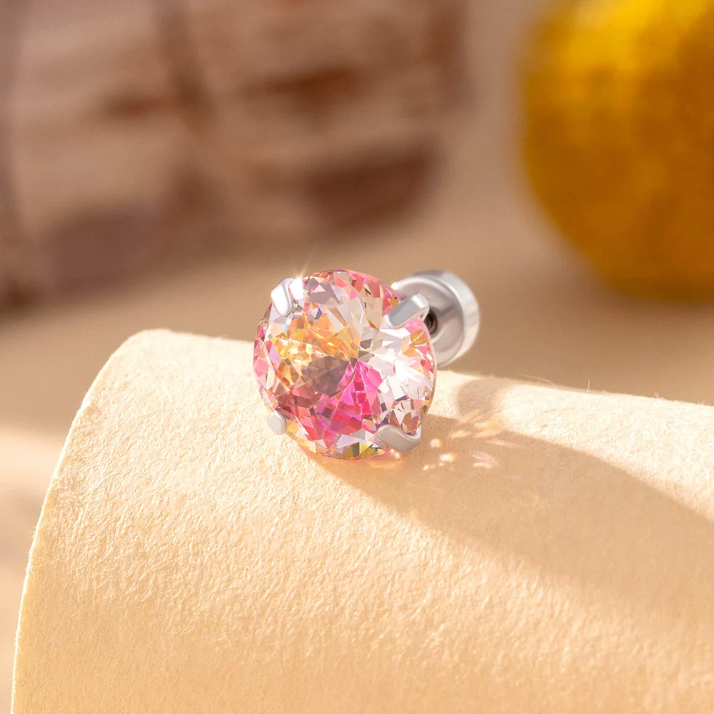 Wholesale Women's Sweet Geometric Inlaid Zircon Titanium Steel Ear Nail - Image 6