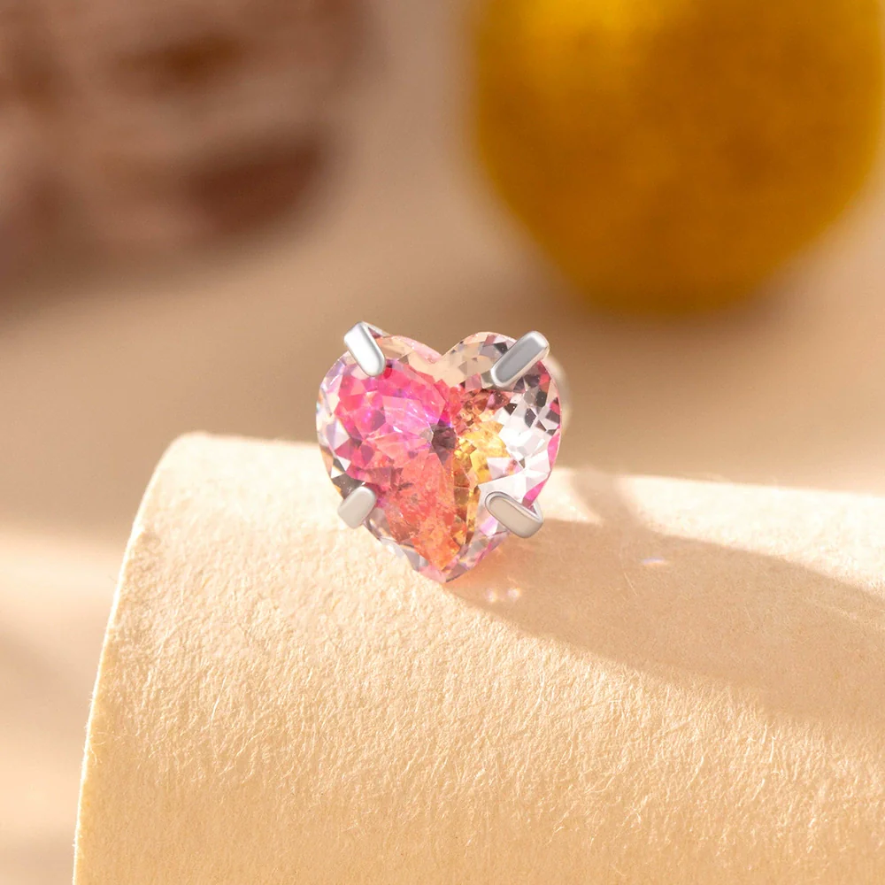 Wholesale Women's Sweet Style Heartshaped Zircon Inlaid Titanium Steel Ear Nail - Image 6
