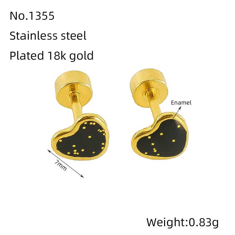 Wholesale Women's Sweet Style Titanium Steel Heart Shaped Dripping Oil Earrings - Image 7
