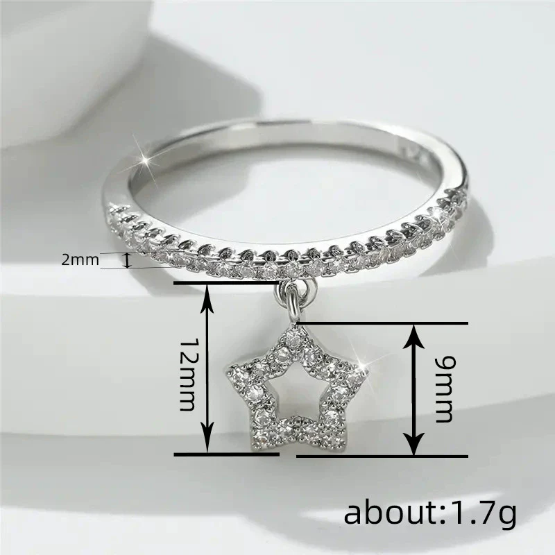 Wholesale Women's Sweet Stylish Copper Star Heartshaped Zircon Jewelry Pendant Ring - Image 4