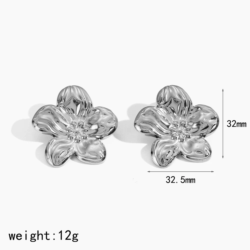 Wholesale Women's Threedimensional Stainless Steel Flower Earrings With Pvd Furnace Vacuum Real Gold Plating - Image 4