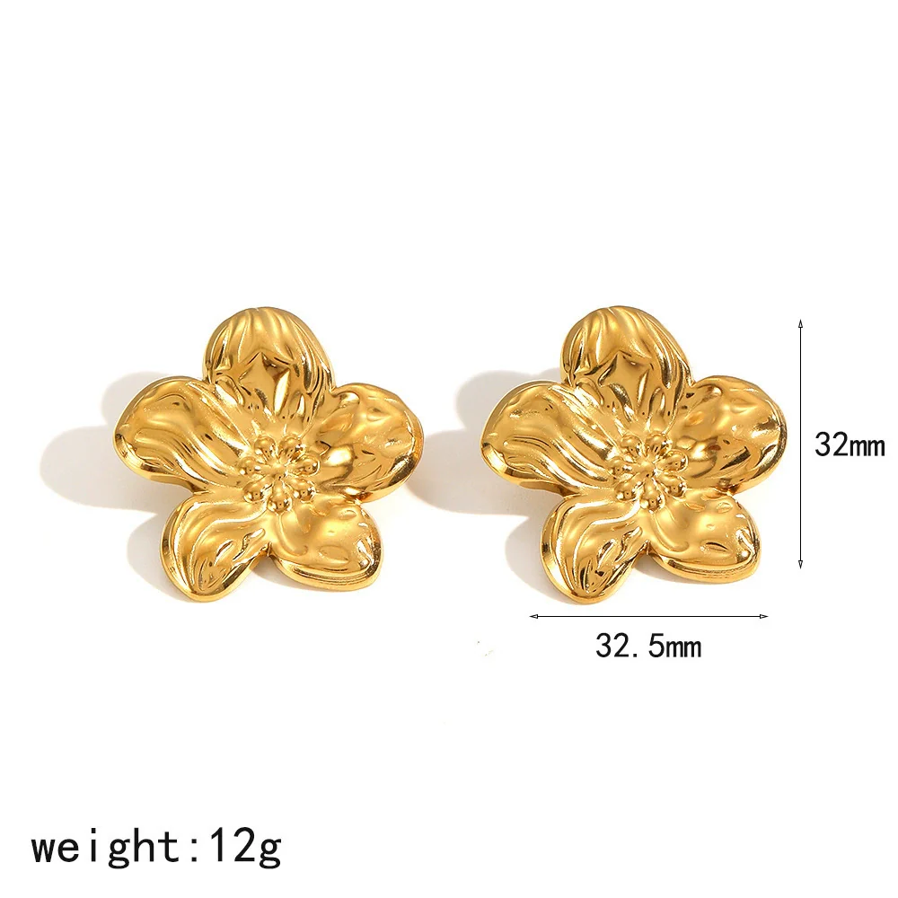 Wholesale Women's Threedimensional Stainless Steel Flower Earrings With Pvd Furnace Vacuum Real Gold Plating - Image 6