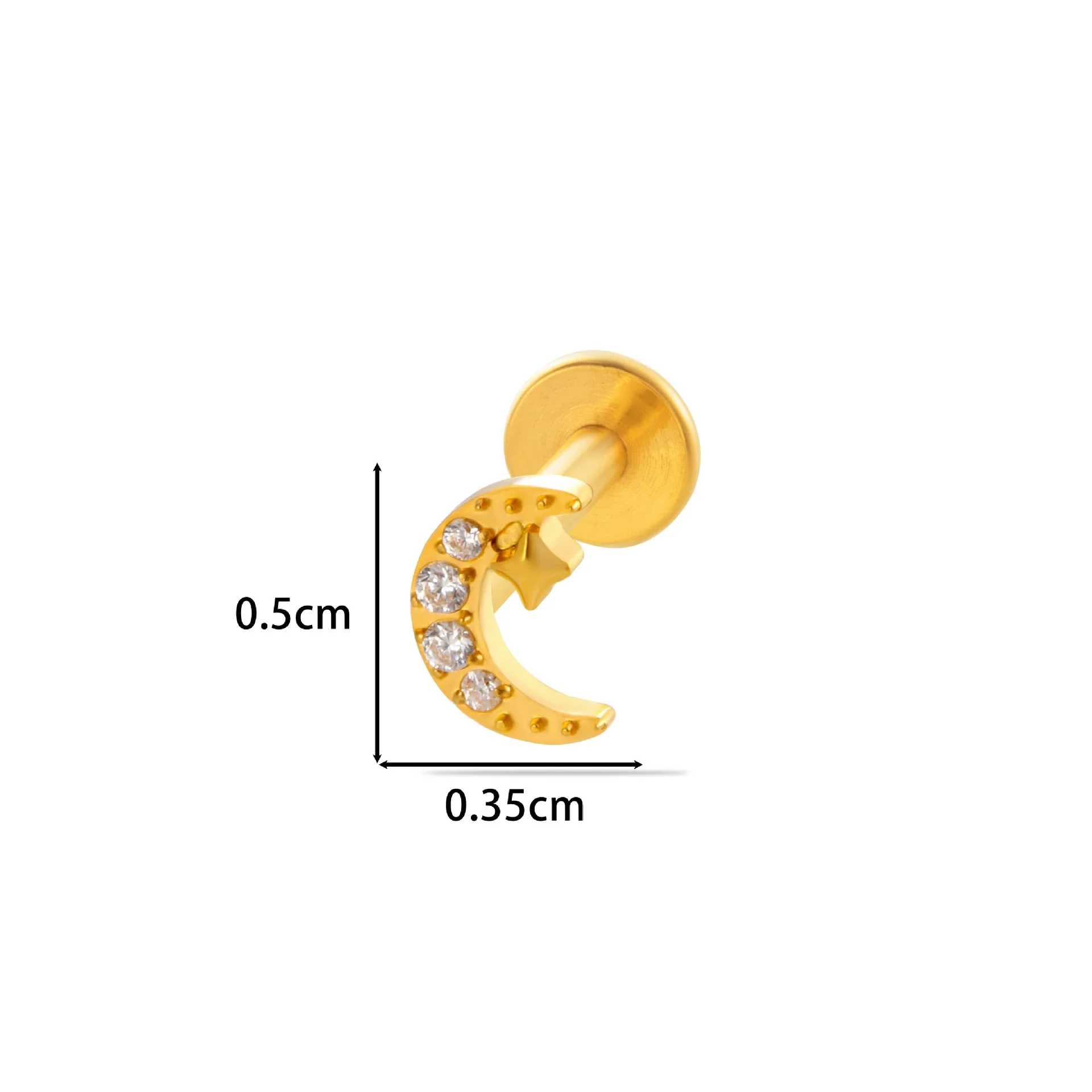 Wholesale Women's Titanium Alloy Ear Nail And Lip Nail Rod With Butterfly Star Moon And Flower Pattern Electroplating - Image 16