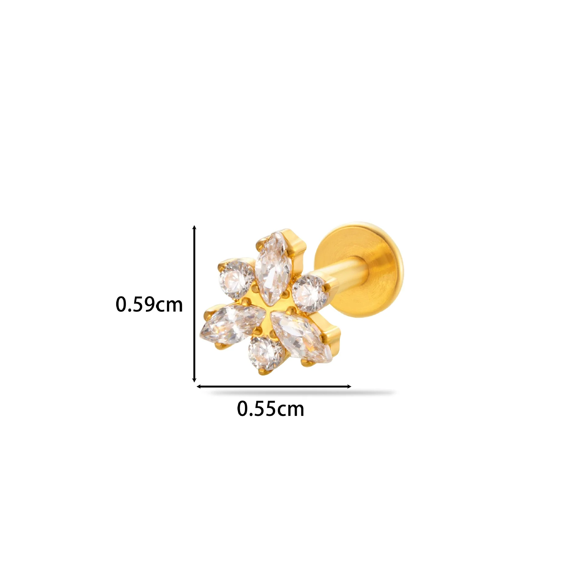 Wholesale Women's Titanium Alloy Ear Nail And Lip Nail Rod With Butterfly Star Moon And Flower Pattern Electroplating - Image 18