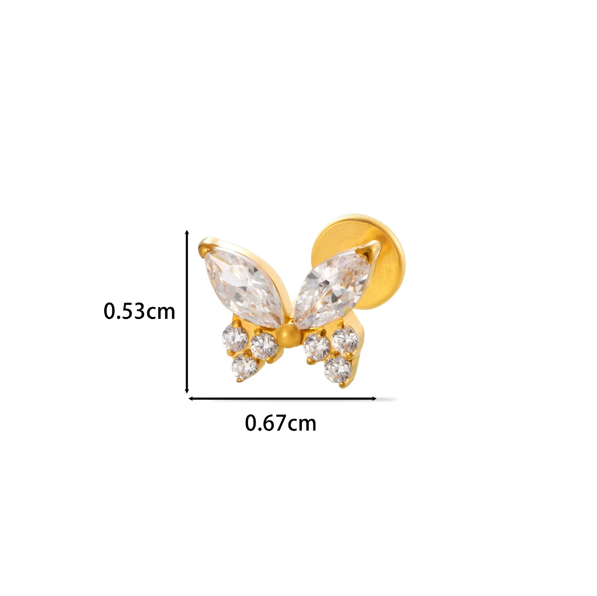 Wholesale Women's Titanium Alloy Ear Nail And Lip Nail Rod With Butterfly Star Moon And Flower Pattern Electroplating - Image 8