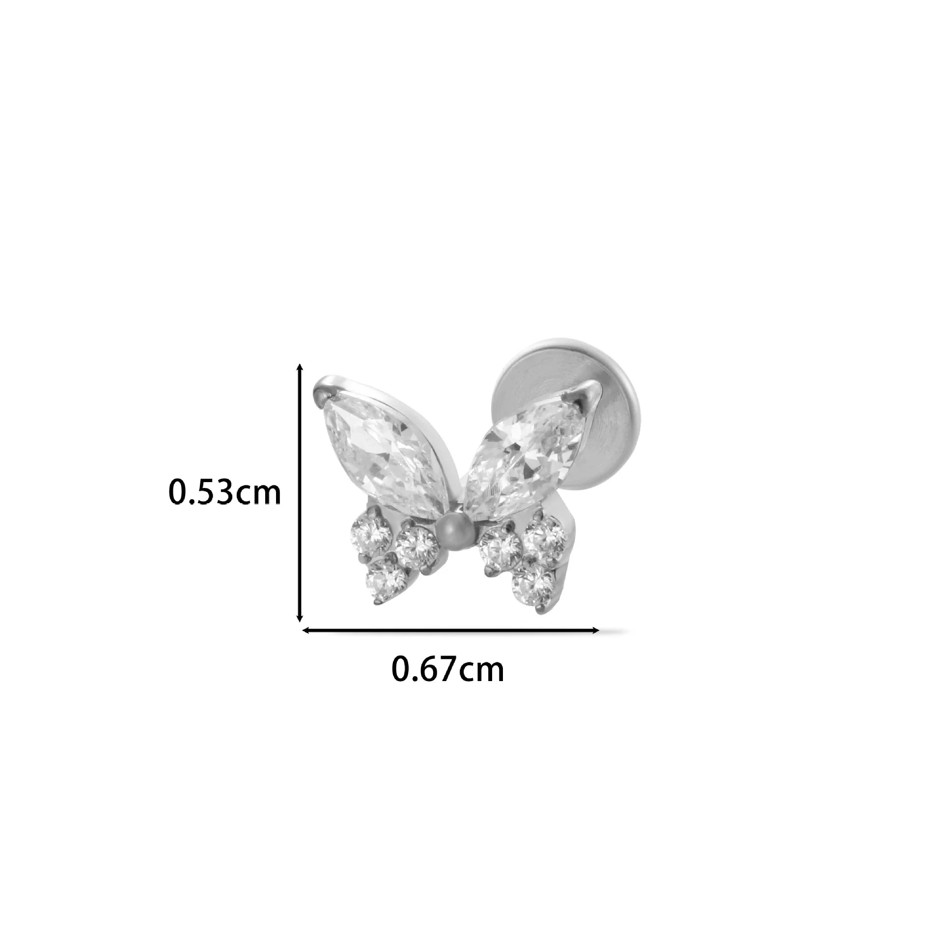 Wholesale Women's Titanium Alloy Ear Nail And Lip Nail Rod With Butterfly Star Moon And Flower Pattern Electroplating - Image 9