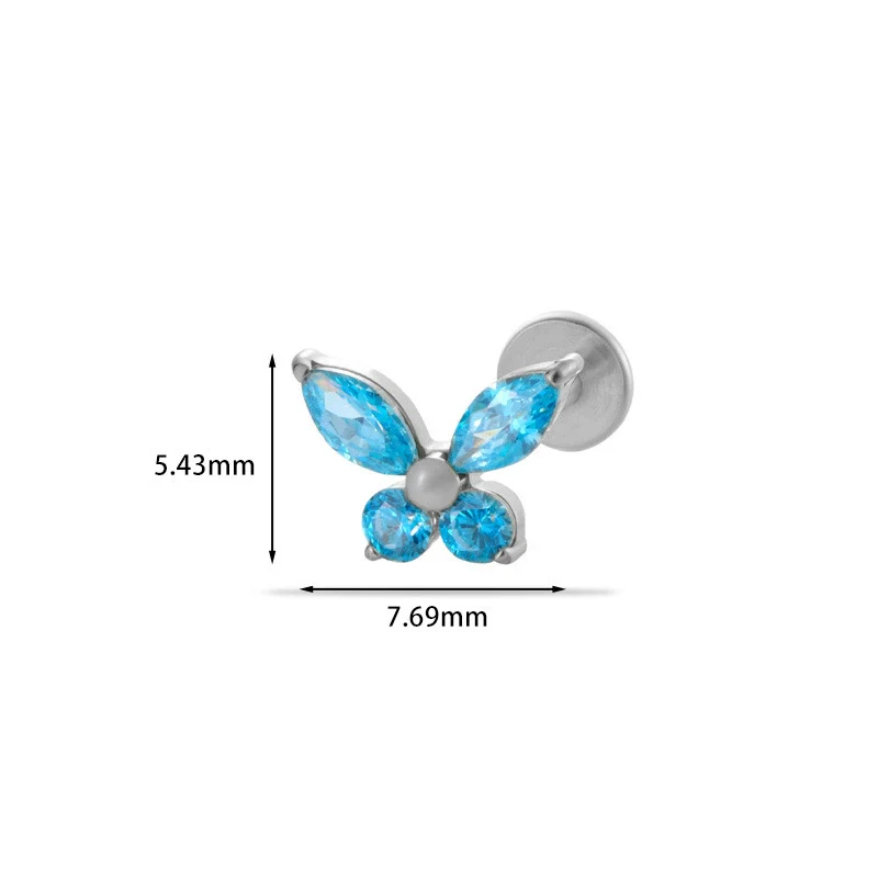 Wholesale Women's Titanium Alloy Heart Shape Inlaid Zircon Electroplated Butterfly Internal Tooth Screw Lip Nail Rod Cartilage Puncture Ear Bone Nail - Image 15