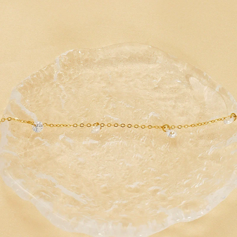 Wholesale Women's 316L Stainless Steel 18K Gold Geometric Zircon Bracelet Light Luxury Small Fresh Style - Image 4