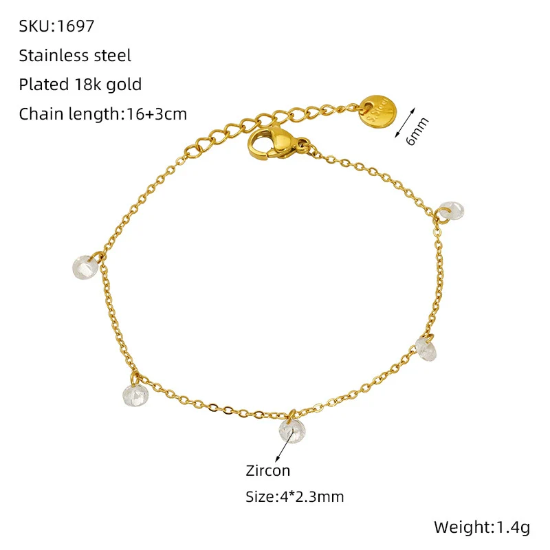 Wholesale Women's 316L Stainless Steel 18K Gold Geometric Zircon Bracelet Light Luxury Small Fresh Style - Image 6