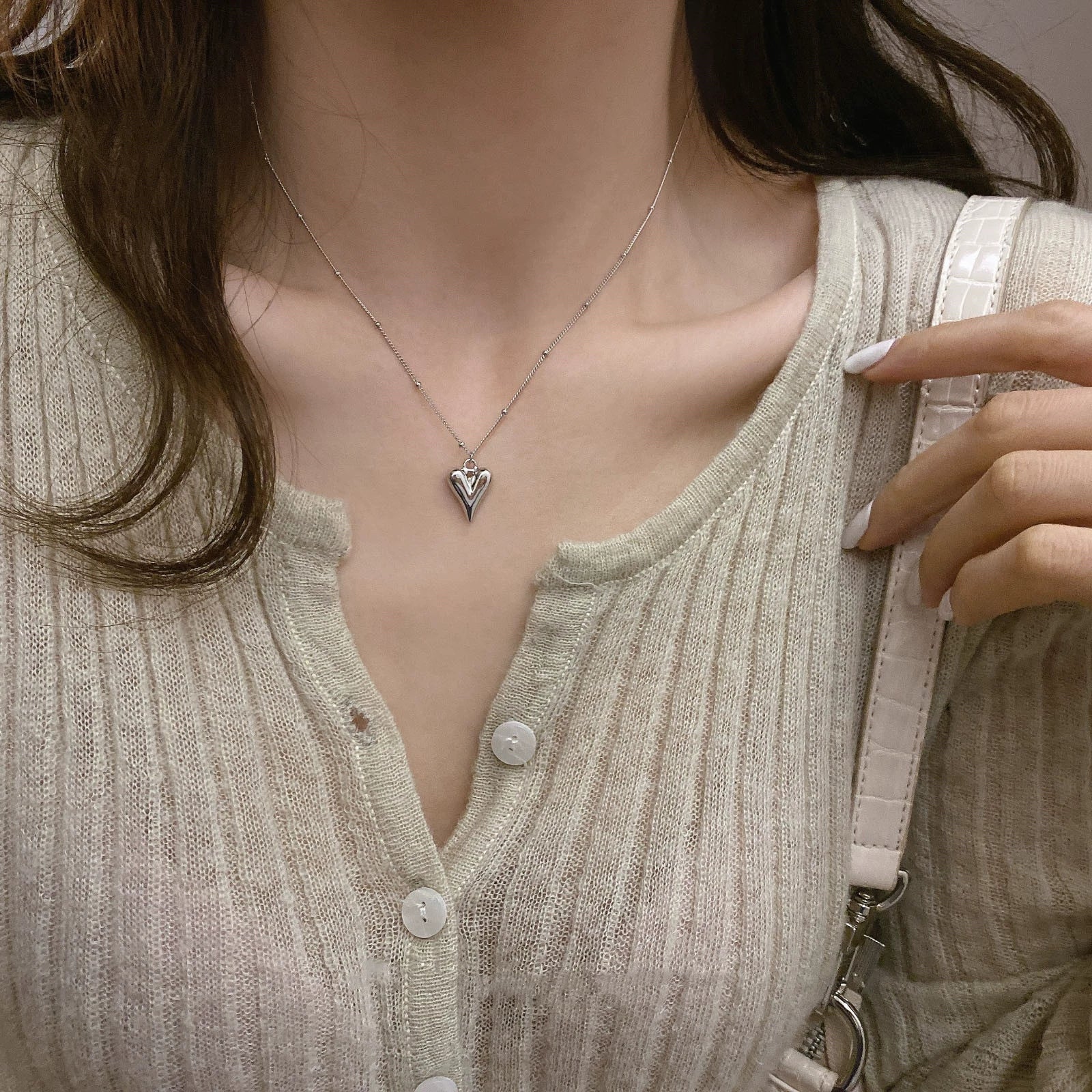 Wholesale Women's Titanium Steel And Alloy Simple Geometric Handmade Pendant Necklace With Ball Chain
