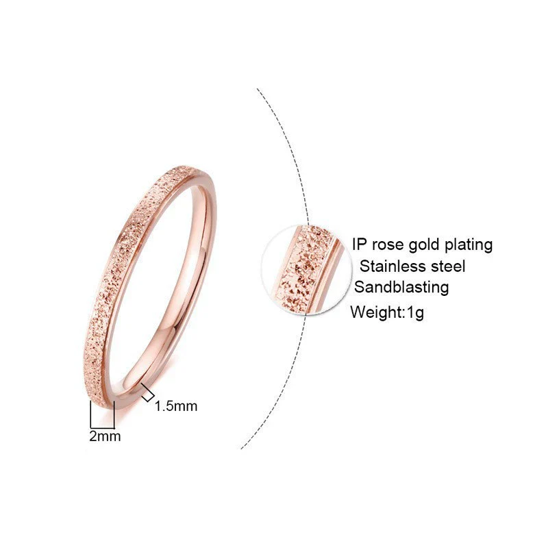Wholesale Women's Titanium Steel And Stainless Steel Frosted Geometric Simple Ring - Image 5