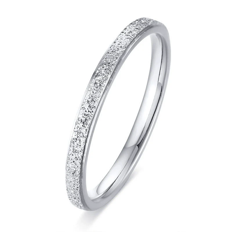 Wholesale Women's Titanium Steel And Stainless Steel Frosted Geometric Simple Ring - Image 6