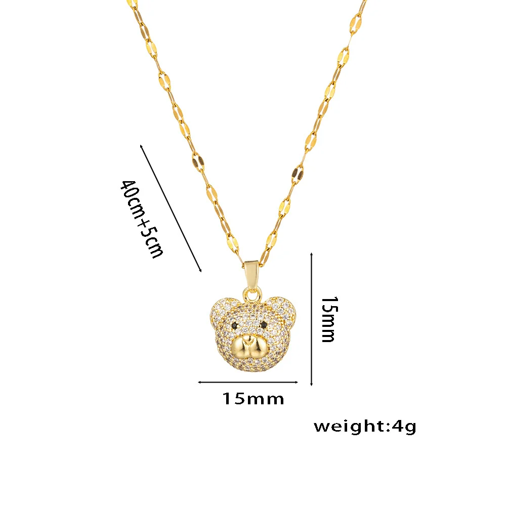 Wholesale Women's Titanium Steel Bear Wave Pattern Ochain Necklace With Electroplating Treatment - Image 4