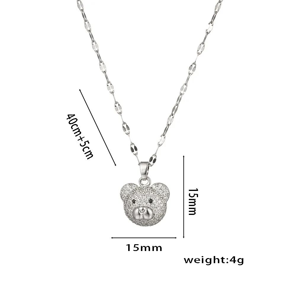 Wholesale Women's Titanium Steel Bear Wave Pattern Ochain Necklace With Electroplating Treatment - Image 5