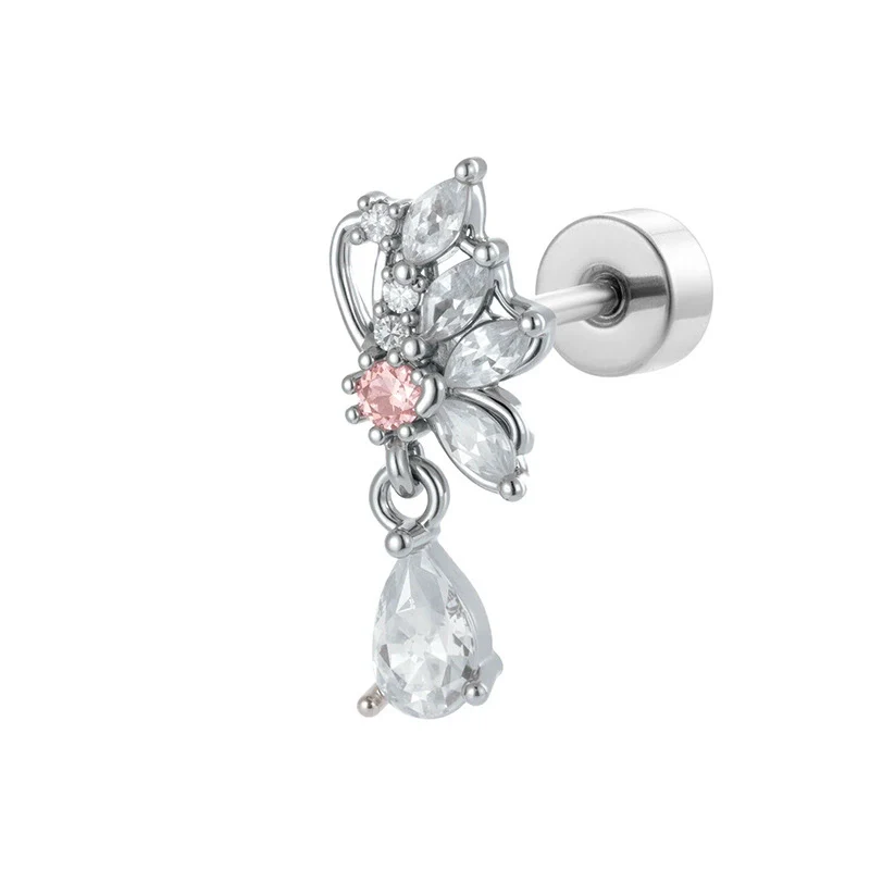 Wholesale Women's Titanium Steel Butterflyshaped Zirconia Fashion Jewelry Screw Piercing Ear Nails - Image 5