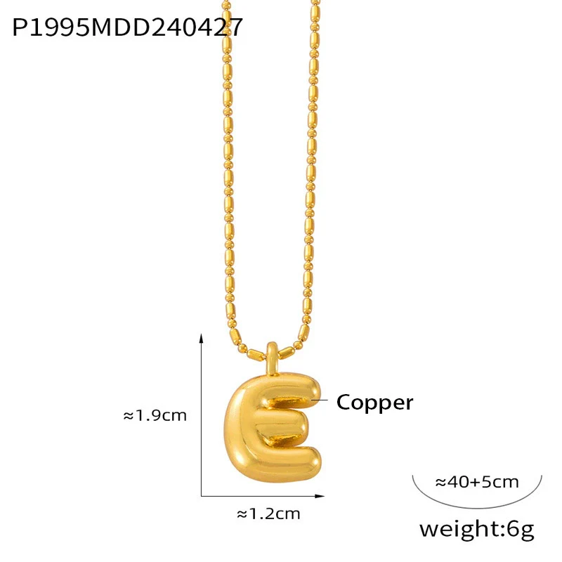 Wholesale Women's Titanium Steel Copper Ball Chain Necklace With Geometric Letter Number Text Design Electroplated Pendant - Image 10
