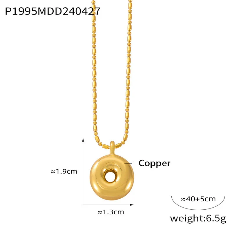 Wholesale Women's Titanium Steel Copper Ball Chain Necklace With Geometric Letter Number Text Design Electroplated Pendant - Image 20