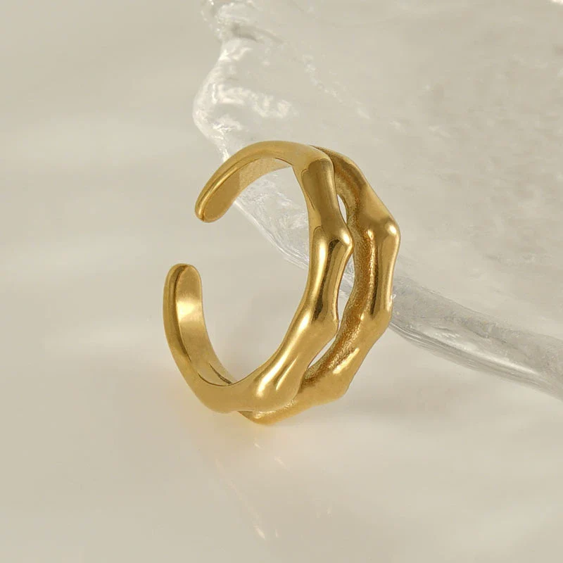 Wholesale Women's 316L Stainless Steel Double Layer Slub Open Ring With Animal Zodiac Pattern And Electroplating Treatment - Image 2