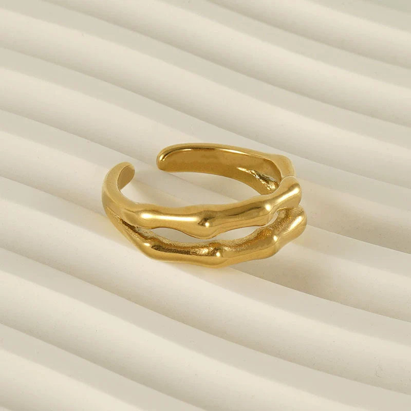 Wholesale Women's 316L Stainless Steel Double Layer Slub Open Ring With Animal Zodiac Pattern And Electroplating Treatment - Image 3