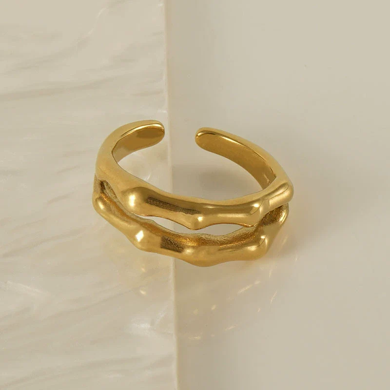Wholesale Women's 316L Stainless Steel Double Layer Slub Open Ring With Animal Zodiac Pattern And Electroplating Treatment - Image 4
