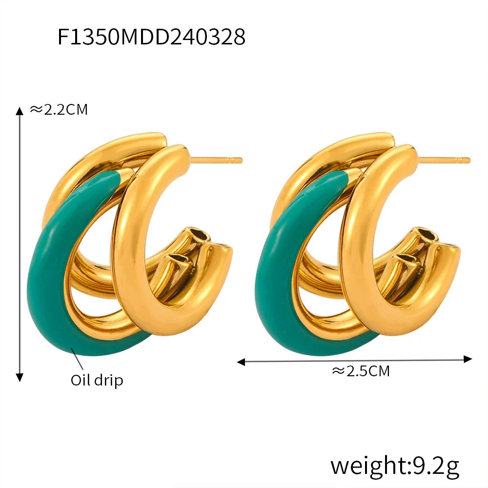 Wholesale Women's Titanium Steel Electroplated 18K Gold Oil Drop Cshaped Joker Geometry Earrings - Image 9