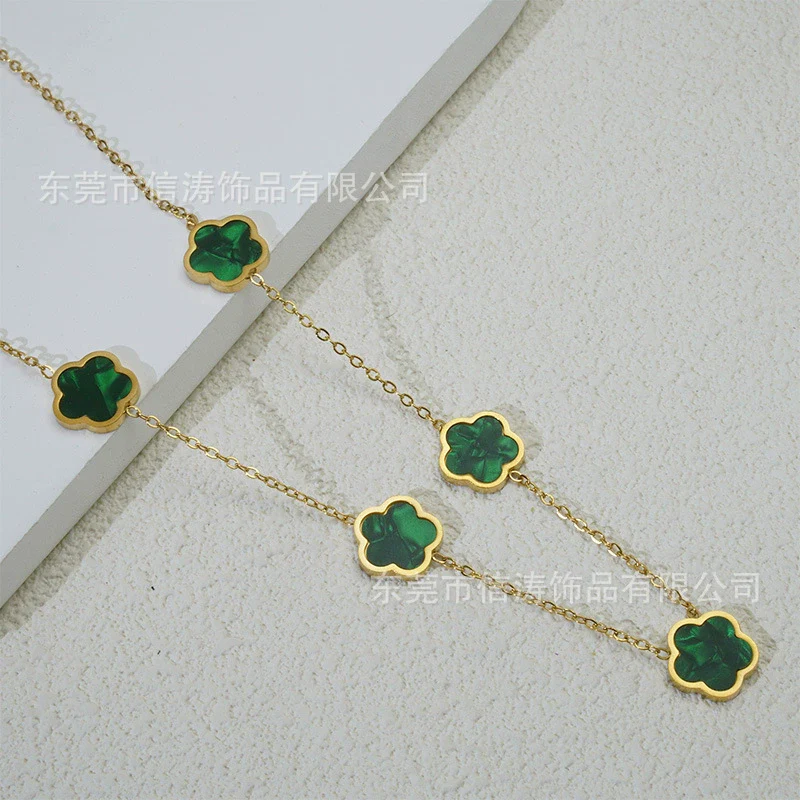 Wholesale Women's Titanium Steel Electroplated Leaves Flower Necklace - Image 15