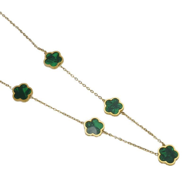 Wholesale Women's Titanium Steel Electroplated Leaves Flower Necklace - Image 5