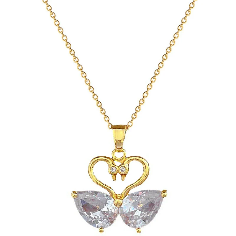 Wholesale Women's Titanium Steel Geometric Electroplated Mandarin Duck Water Necklace And Earrings Set - Image 3