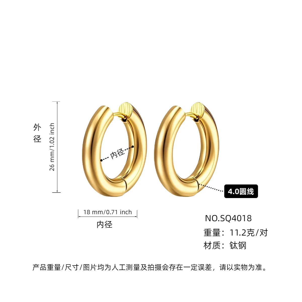 Wholesale Women's Titanium Steel Geometric Plain Ring Earrings With Electroplating Design - Image 43