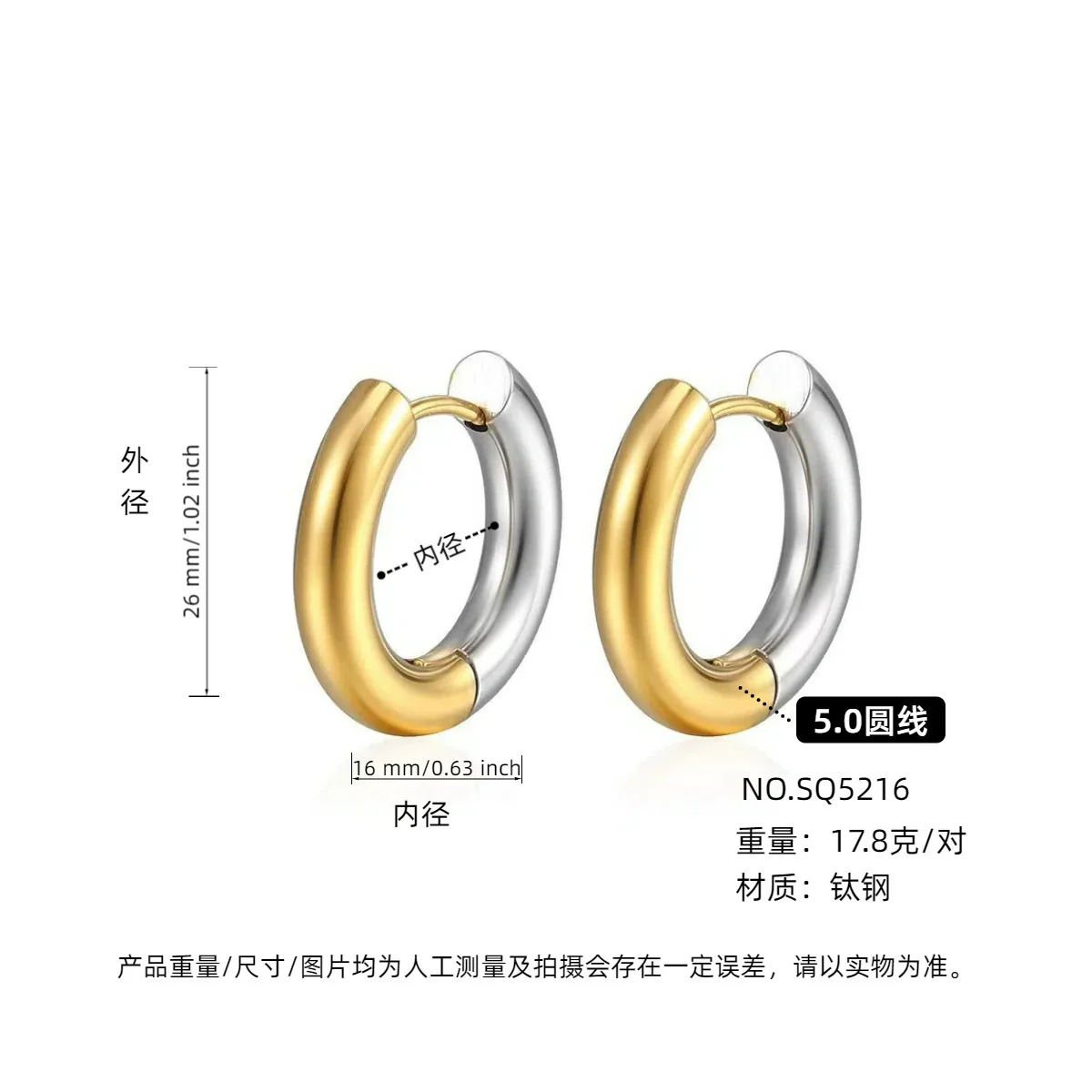 Wholesale Women's Titanium Steel Geometric Plain Ring Earrings With Electroplating Design - Image 79