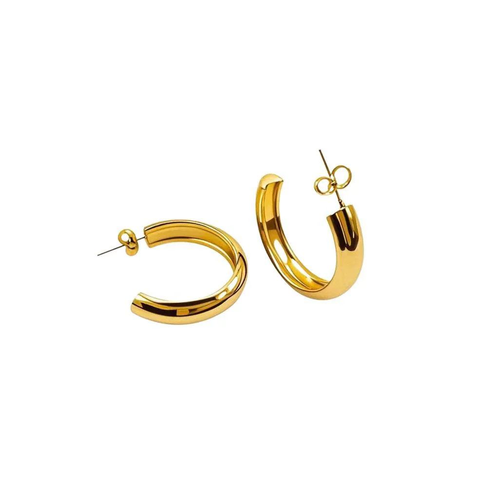 Wholesale Women's Titanium Steel Geometric Round Simple Earrings With Electroplating - Image 5