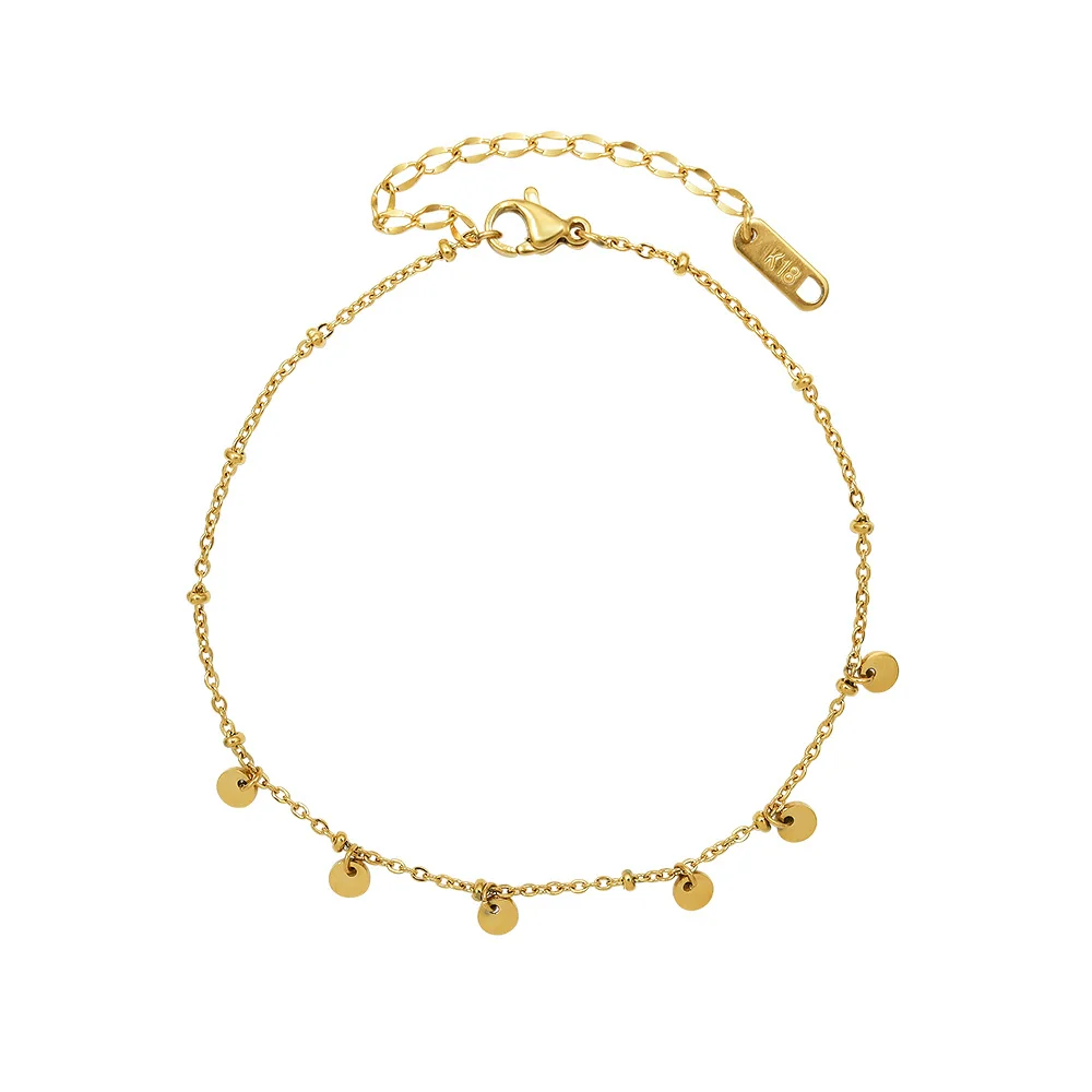 Wholesale Women's 316L Stainless Steel Geometric Wafer Tassel Anklet Legchain Foot Jewelry - Image 4