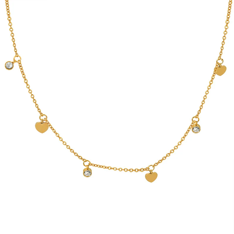 Wholesale Women's Titanium Steel Gold Plated Heart Geometric Pendant Necklace - Image 4