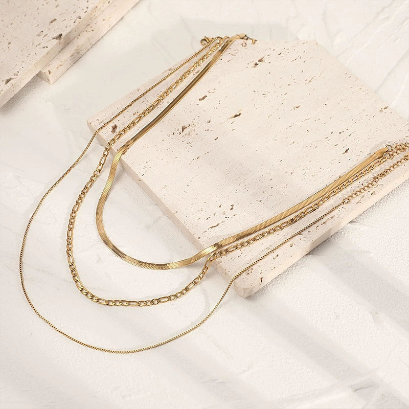 Wholesale Women's Titanium Steel Goldplated Geometric Figaro Clavicle Chain - Image 3