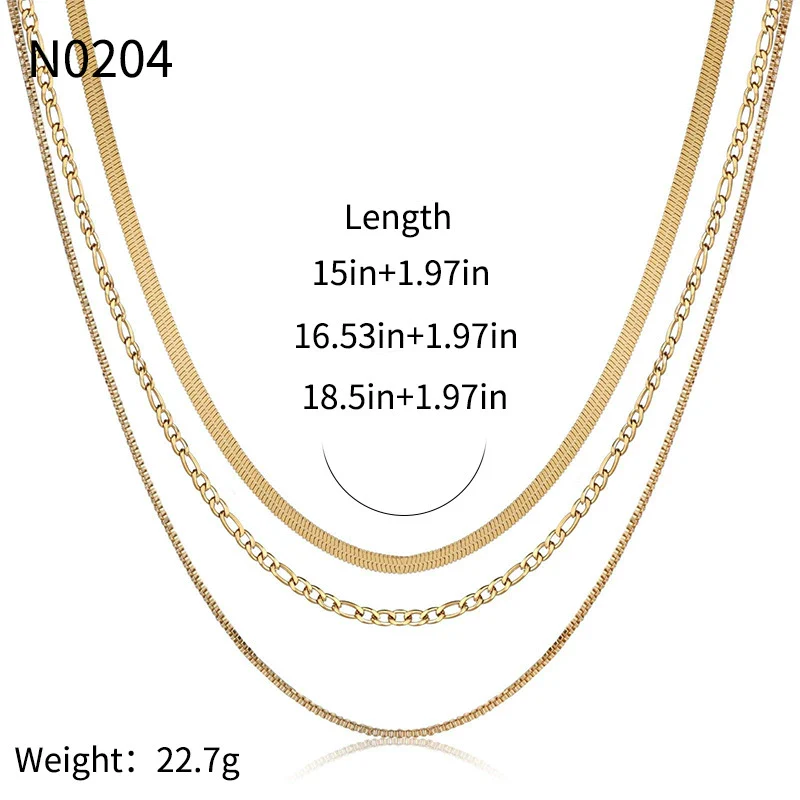 Wholesale Women's Titanium Steel Goldplated Geometric Figaro Clavicle Chain - Image 6