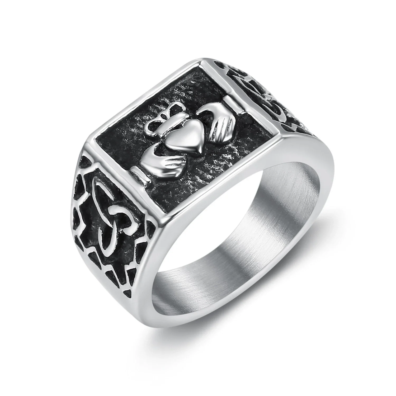 Wholesale Women's Titanium Steel Heart Shape Ring With Celtic Logo And Electroplating Design - Image 6